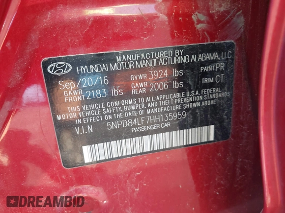 2017 Hyundai Elantra Limited with VIN 5NPD84LF7HH135959, listed as a IAAI auction lot 42050621 with 147,098 mi miles and . Bid and sale history available at DreamBid. Image 9.