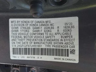 2020 Honda Civic LX with VIN 2HGFC2F67LH551651, listed as a IAAI auction lot 41861966 with 205,619 mi miles and . Bid and sale history available at DreamBid. Image 9.