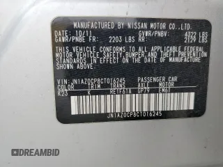 2012 Nissan LEAF SL with VIN JN1AZ0CP8CT016245, listed as a Copart auction lot 53084645 with 67,310 mi miles and Clean Title. Bid and sale history available at DreamBid. Image 12.
