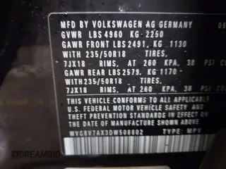 2013 Volkswagen Tiguan SE z VIN WVGBV7AX3DW508802, wystawiony jako IAAI lot #41471406 z przebiegiem 102 426 mil mil oraz . Historia ofert i sprzedaży dostępna na DreamBid. Obrazek 9.