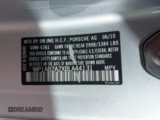 2011 Porsche Cayenne S с VIN WP1AB2A2XBLA44131, выставлен на аукционе IAAI как лот 41063172 с пробегом Не указан миль и . История ставок и продаж доступна на DreamBid. Изображение 9.