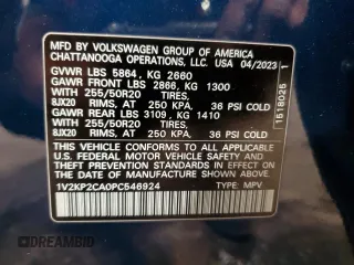 2023 Volkswagen Atlas SE with VIN 1V2KP2CA0PC546924, listed as a Copart auction lot 77533534 with 47,127 mi miles and Salvage title. Bid and sale history available at DreamBid. Image 14.
