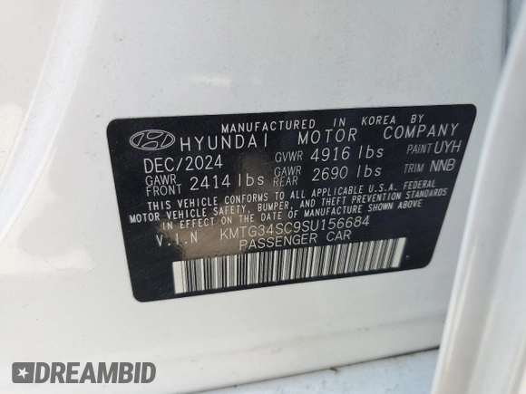 2025 Genesis G70 2.5T with VIN KMTG34SC9SU156684, listed as a Copart auction lot 59886055 with 3,128 mi miles and Clean title. Bid and sale history available at DreamBid. Image 12.
