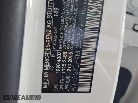 2021 Mercedes-Benz A 220 with VIN W1K3G4EBXMJ309829, listed as a Copart auction lot 55220735 with 30,608 mi miles and Non repairable. Bid and sale history available at DreamBid. Image 12.
