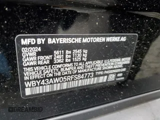 2024 BMW i4 eDrive35 with VIN WBY43AW05RFS84773, listed as a Copart auction lot 54974024 with 2,942 mi miles and Salvage Title. Bid and sale history available at carsss.com. Image 14.