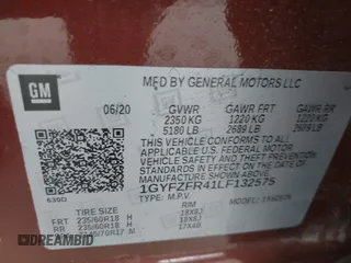 2020 Cadillac XT4 AWD Sport with VIN 1GYFZFR41LF132575, listed as a IAAI auction lot 41504745 with 73,966 mi miles and . Bid and sale history available at carsss.com. Image 9.