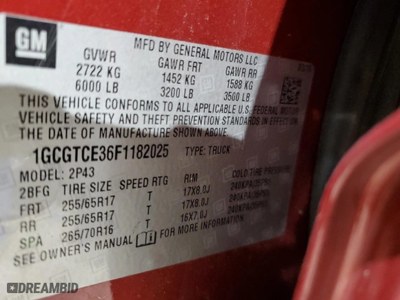 2015 Chevrolet Colorado 4WD Z71 with VIN 1GCGTCE36F1182025, listed as a Copart auction lot 86700444 with 140,927 mi miles and Salvage Title. Bid and sale history available at carsss.com. Image 13.