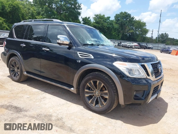 2017 Nissan Armada Platinum with VIN JN8AY2NF4H9303610, listed as a IAAI auction lot 42627619 with 122,727 mi miles and . Bid and sale history available at DreamBid. Image 1.