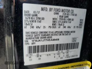 2017 Ford Expedition EL XLT with VIN 1FMJK1JT7HEA48408, listed as a Copart auction lot 72029454 with 181,108 mi miles and Salvage Title. Bid and sale history available at carsss.com. Image 15.