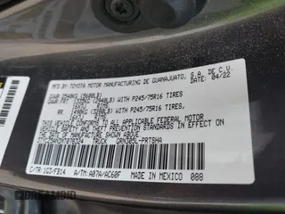 2022 Toyota Tacoma SR with VIN 3TYCZ5AN3NT078324, listed as a IAAI auction lot 42007132 with 35,802 mi miles and . Bid and sale history available at DreamBid. Image 9.