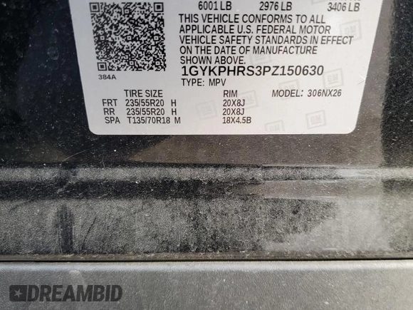 2023 Cadillac XT6 AWD Sport with VIN 1GYKPHRS3PZ150630, listed as a Copart auction lot 43557595 with 54,299 mi miles and Salvage title. Bid and sale history available at DreamBid. Image 15.