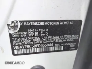 2015 BMW 7 Series 750Li xDrive with VIN WBAYF8C58FD655044, listed as a IAAI auction lot 41847227 with Not Provided miles and . Bid and sale history available at carsss.com. Image 9.