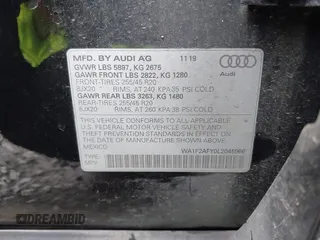 2020 Audi Q5 S line Prestige with VIN WA1F2AFY0L2045966, listed as a IAAI auction lot 41820515 with 60,550 mi miles. Bid and sale history available at carsss.com. Image 9.
