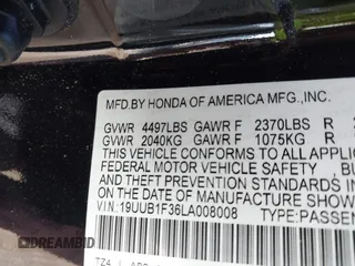 2020 Acura TLX with VIN 19UUB1F36LA008008, listed as a IAAI auction lot 41271318 with 48,602 mi miles. Bid and sale history available at carsss.com. Image 9.