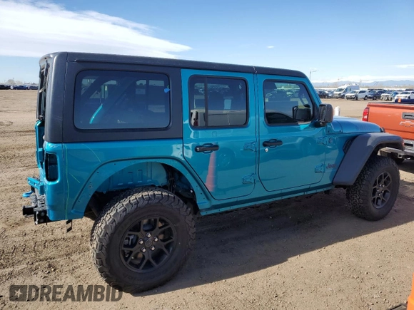 2024 Jeep Wrangler Willys z VIN 1C4RJXN67RW218280, wystawiony jako Copart lot #53845845 z przebiegiem 5 281 mil mil oraz Szkoda całkowita • Salvage title. Historia ofert i sprzedaży dostępna na DreamBid. Obrazek 3.