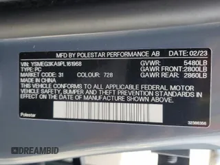 2023 Polestar 2 with VIN YSMEG3KA9PL161968, listed as a Copart auction lot 82687394 with 58,125 mi miles and Clean Title. Bid and sale history available at carsss.com. Image 12.