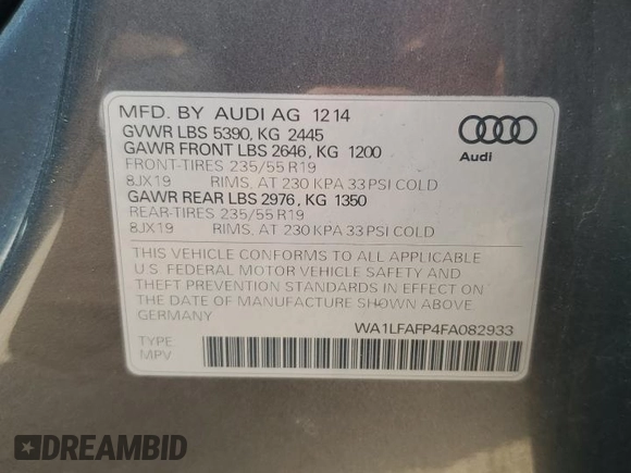 2015 Audi Q5 Premium Plus z VIN WA1LFAFP4FA082933, wystawiony jako Copart lot #64400375 z przebiegiem 96 000 mil mil oraz Czysty tytuł • Clean title. Historia ofert i sprzedaży dostępna na DreamBid. Obrazek 12.