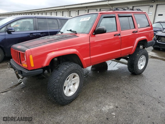 2001 Jeep Cherokee Sport with VIN 1J4FF48S61L568043, listed as a Copart auction lot 80671554 with 244,660 mi miles and Salvage Title. Bid and sale history available at carsss.com. Image 1.