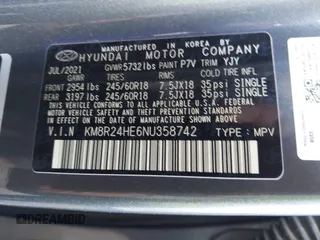 2022 Hyundai Palisade SEL with VIN KM8R24HE6NU358742, listed as a IAAI auction lot 41938961 with 46,359 mi miles and . Bid and sale history available at DreamBid. Image 9.