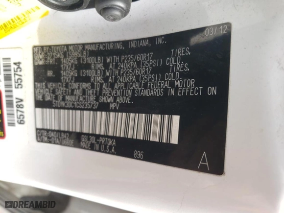 2012 Toyota Sienna XLE AAS with VIN 5TDYK3DC1CS235737, listed as a Copart auction lot 47414415 with 288,446 mi miles and Salvage Title. Bid and sale history available at carsss.com. Image 16.