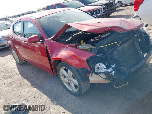 2013 Dodge Avenger SXT with VIN 1C3CDZCB1DN682290, listed as a IAAI auction lot 41964841 with 156,511 mi miles and . Bid and sale history available at carsss.com. Image 1.