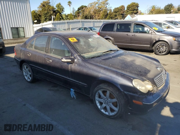 2003 Mercedes-Benz C 230 Kompressor with VIN WDBRF40J33F415383, listed as a Copart auction lot 76595584 with Not Provided miles and Salvage Title. Bid and sale history available at DreamBid. Image 4.