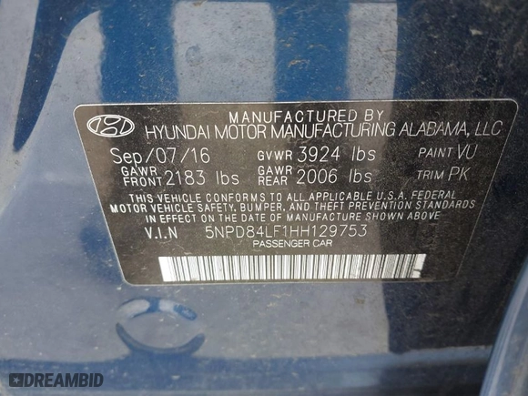 2017 Hyundai Elantra SE with VIN 5NPD84LF1HH129753, listed as a IAAI auction lot 41516101 with 145,093 mi miles. Bid and sale history available at carsss.com. Image 9.