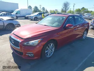 2015 Infiniti Q50 with VIN JN1BV7AR6FM420284, listed as a IAAI auction lot 41795605 with 160,353 mi miles. Bid and sale history available at carsss.com. Image 2.