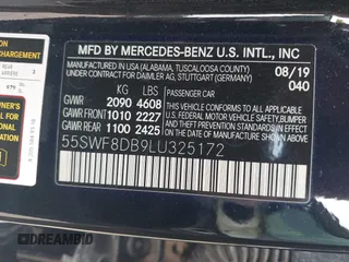2020 Mercedes-Benz C 300 z VIN 55SWF8DB9LU325172, wystawiony jako IAAI lot #42287443 z przebiegiem 100 261 mil mil oraz . Historia ofert i sprzedaży dostępna na DreamBid. Obrazek 9.
