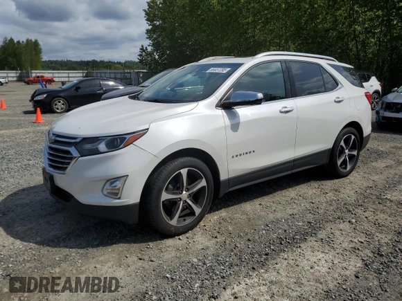 2018 Chevrolet Equinox Premier with VIN 2GNAXWEX1J6326785, listed as a Copart auction lot 55337285 with Not Provided miles and Salvage Title. Bid and sale history available at carsss.com. Image 1.