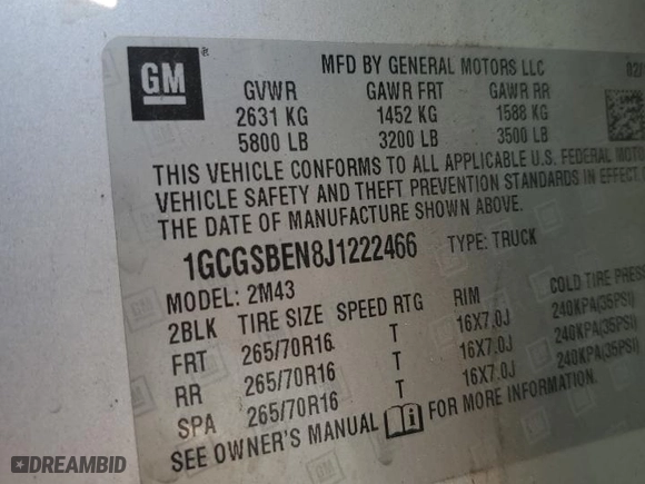 2018 Chevrolet Colorado 2WD Work Truck with VIN 1GCGSBEN8J1222466, listed as a Copart auction lot 87370674 with 90,557 mi miles and Salvage Title. Bid and sale history available at carsss.com. Image 12.