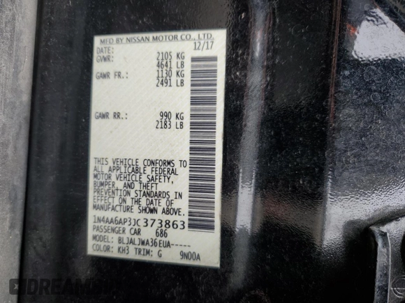 2018 Nissan Maxima S with VIN 1N4AA6AP3JC373863, listed as a Copart auction lot 47656635 with 89,053 mi miles and Salvage Title. Bid and sale history available at DreamBid. Image 12.