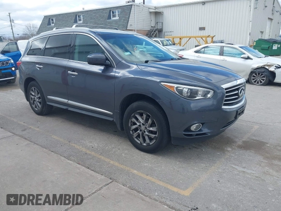 2013 Infiniti JX35 z VIN 5N1AL0MM2DC348245, wystawiony jako IAAI lot #41985096 z przebiegiem 130 127 mil mil oraz . Historia ofert i sprzedaży dostępna na DreamBid. Obrazek 1.