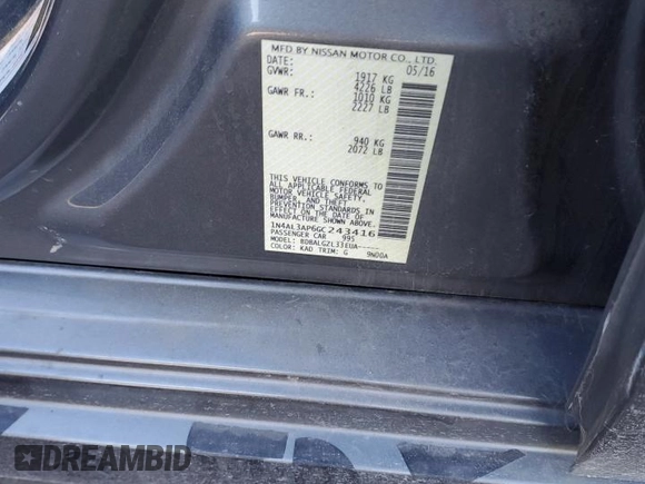 2016 Nissan Altima 2.5 S with VIN 1N4AL3AP6GC243416, listed as a Copart auction lot 88733355 with 127,063 mi miles and Salvage Title. Bid and sale history available at carsss.com. Image 12.