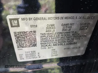 2020 GMC Terrain SLE z VIN 3GKALMEV9LL108684, wystawiony jako IAAI lot #41938402 z przebiegiem 59 441 mil mil oraz . Historia ofert i sprzedaży dostępna na DreamBid. Obrazek 9.
