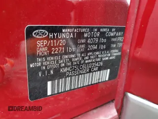 2020 Hyundai Ioniq SE z VIN KMHC75LC6LU235426, wystawiony jako Copart lot #49510765 z przebiegiem 78 575 mil mil oraz Szkoda całkowita • Salvage title. Historia ofert i sprzedaży dostępna na DreamBid. Obrazek 12.