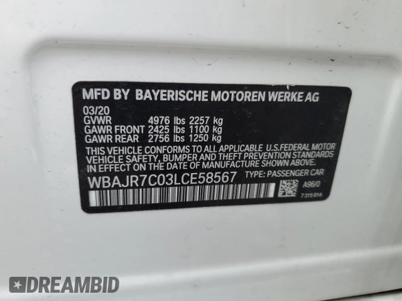 2020 BMW 5 Series 530i xDrive z VIN WBAJR7C03LCE58567, wystawiony jako Copart lot #52381325 z przebiegiem 27 309 mil mil oraz Szkoda całkowita • Salvage title. Historia ofert i sprzedaży dostępna na DreamBid. Obrazek 14.