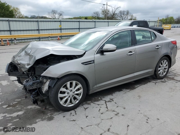 2015 Kia Optima EX with VIN 5XXGN4A72FG396037, listed as a Copart auction lot 52730345 with 121,031 mi miles and Salvage Title. Bid and sale history available at carsss.com. Image 1.