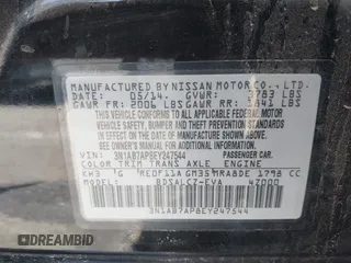 2014 Nissan Sentra SV with VIN 3N1AB7AP8EY247544, listed as a IAAI auction lot 42654316 with 155,129 mi miles and . Bid and sale history available at DreamBid. Image 9.