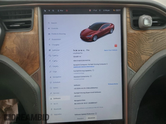 2020 Tesla Model S Long Range with VIN 5YJSA1E22LF401139, listed as a Copart auction lot 44770285 with 128,685 mi miles and Salvage title. Bid and sale history available at DreamBid. Image 9.