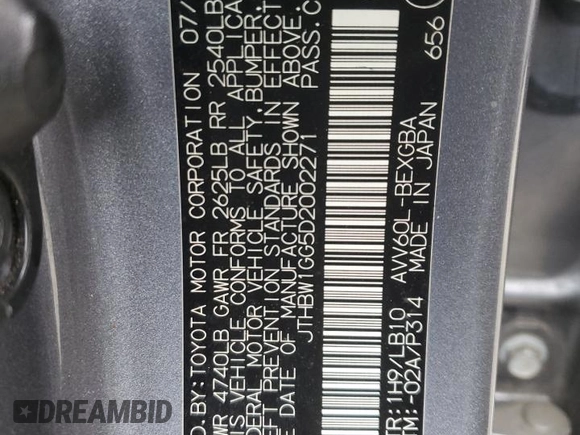 2013 Lexus ES 300h Hybrid with VIN JTHBW1GG5D2002271, listed as a Copart auction lot 48146625 with 220,431 mi miles and Salvage Title. Bid and sale history available at carsss.com. Image 12.
