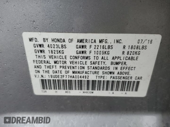 2017 Acura ILX Premium with VIN 19UDE2F77HA004492, listed as a Copart auction lot 55650115 with 25,382 mi miles and Salvage title. Bid and sale history available at DreamBid. Image 13.