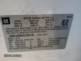2016 Chevrolet Trax LS with VIN 3GNCJKSB0GL266143, listed as a Copart auction lot 88083115 with 0 mi miles and Salvage Title. Bid and sale history available at carsss.com. Image 13.