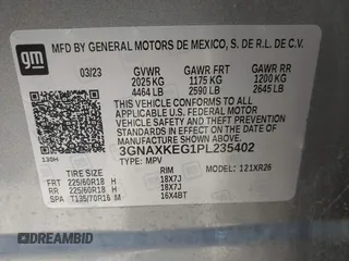 2023 Chevrolet Equinox LT with VIN 3GNAXKEG1PL235402, listed as a IAAI auction lot 41856773 with 22,710 mi miles and . Bid and sale history available at carsss.com. Image 9.