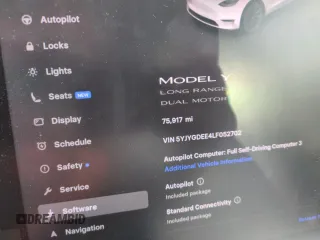 2020 Tesla Model Y Long Range z VIN 5YJYGDEE4LF052702, wystawiony jako Copart lot #53243385 z przebiegiem 75 917 mil mil oraz Szkoda całkowita • Salvage title. Historia ofert i sprzedaży dostępna na DreamBid. Obrazek 9.