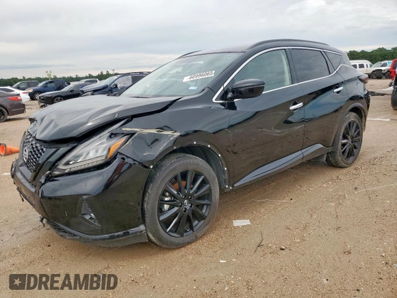 2023 Nissan Murano SV z VIN 5N1AZ2BJ8PC109791, wystawiony jako Copart lot #60996065 z przebiegiem 20 359 mil mil oraz Szkoda całkowita • Salvage title. Historia ofert i sprzedaży dostępna na DreamBid. Obrazek 1.