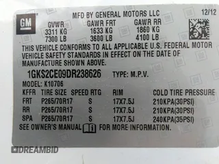 2013 GMC Yukon SLT with VIN 1GKS2CE09DR238626, listed as a IAAI auction lot 41758168 with 170,371 mi miles. Bid and sale history available at carsss.com. Image 9.