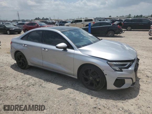 2023 Audi A3 Premium with VIN WAUAUDGY5PA114749, listed as a Copart auction lot 55321875 with 35,087 mi miles and Salvage Title. Bid and sale history available at DreamBid. Image 4.