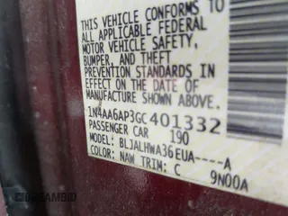 2016 Nissan Maxima S с VIN 1N4AA6AP3GC401332, выставлен на аукционе IAAI как лот 42371607 с пробегом 177 464 миль миль и . История ставок и продаж доступна на DreamBid. Изображение 9.
