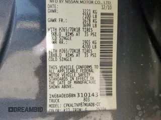 2011 Nissan Titan SV with VIN 1N6BA0ED8BN310143, listed as a Copart auction lot 46824825 with 169,356 mi miles and Salvage Title. Bid and sale history available at DreamBid. Image 12.